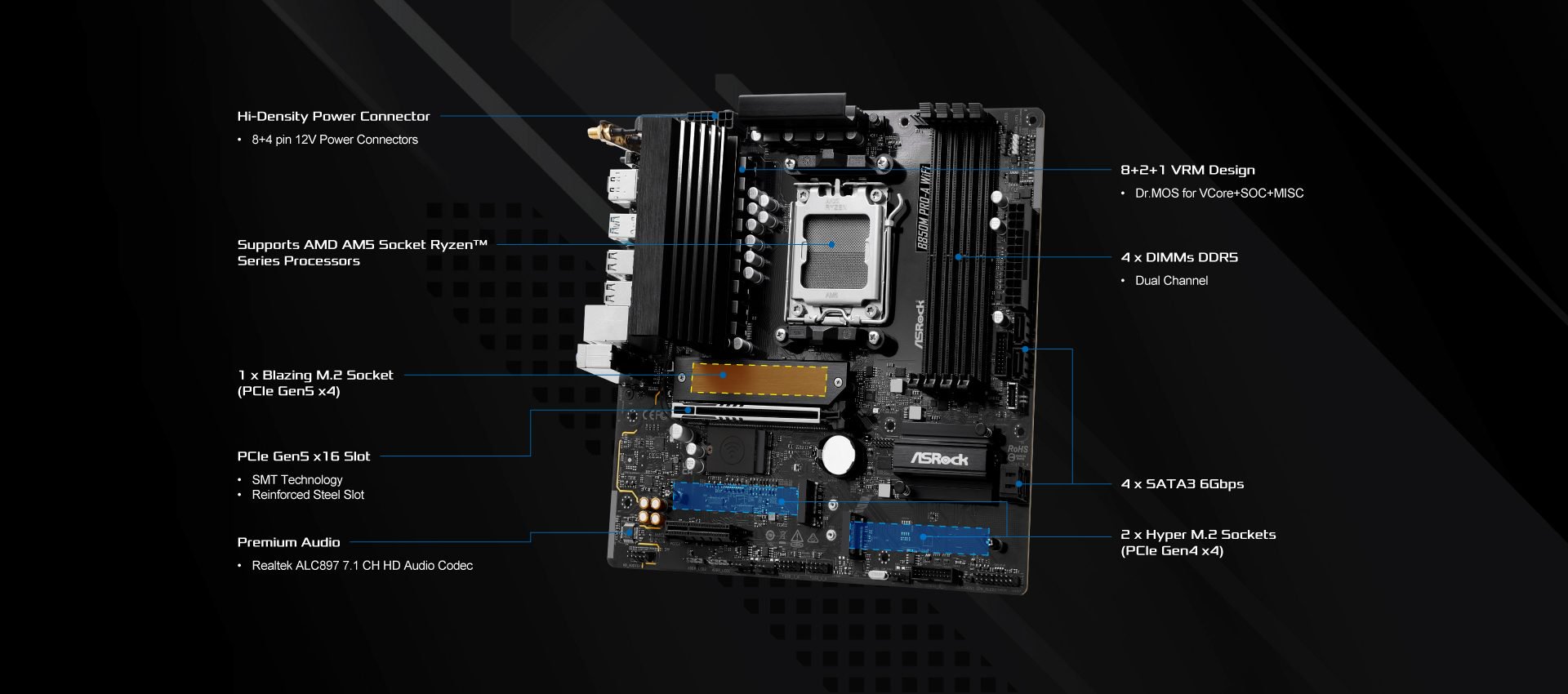 ASRock B850M Pro-A WiFi Motherboard